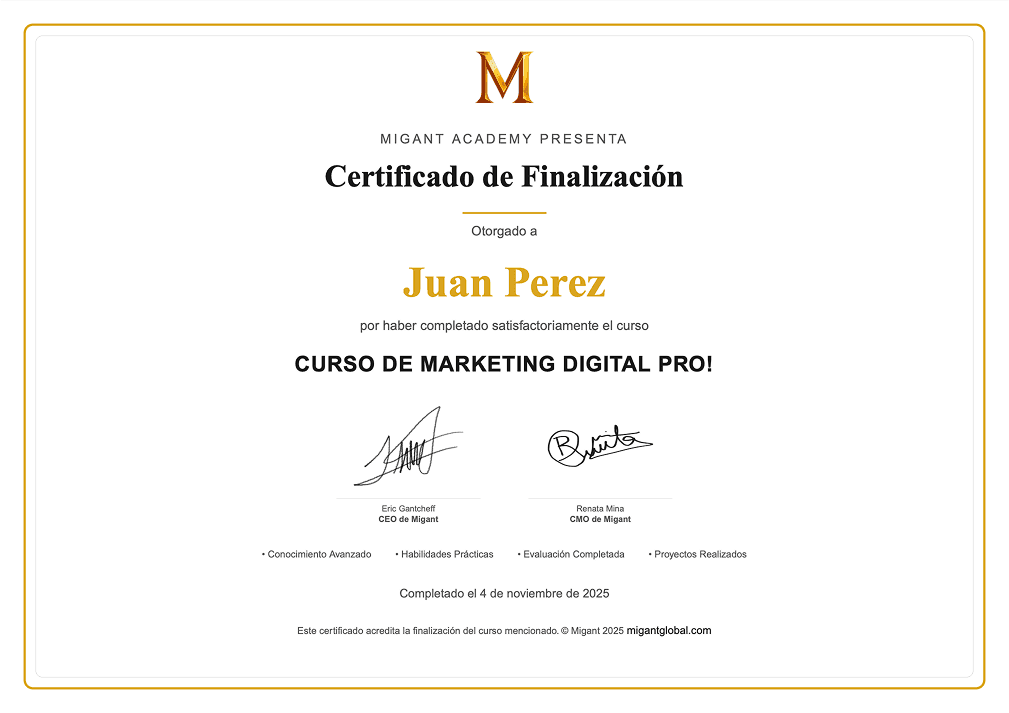 Certificado de Academia Migant